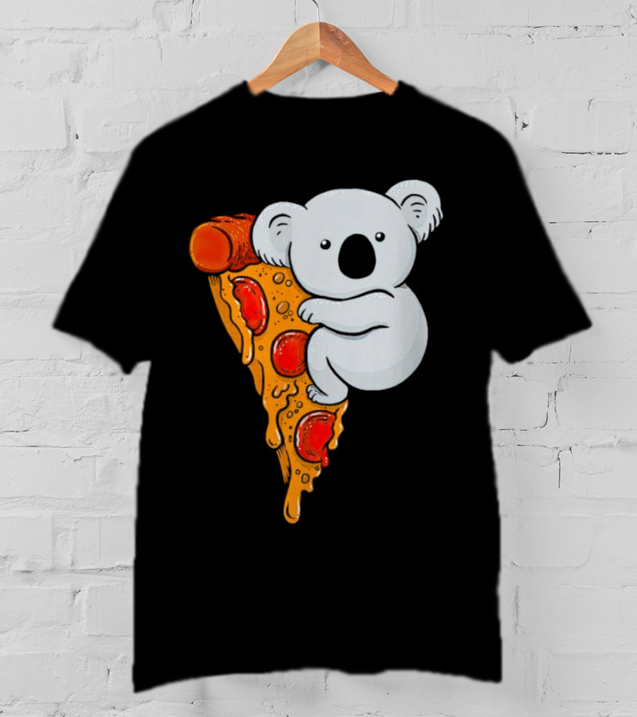Koala Hugging Pizza Slice Cartoon T-Shirt