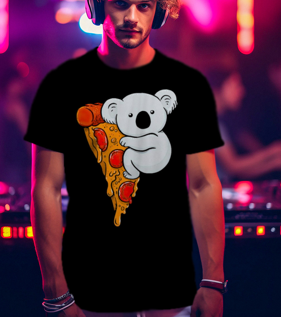 Koala Hugging Pizza Slice Cartoon T-Shirt