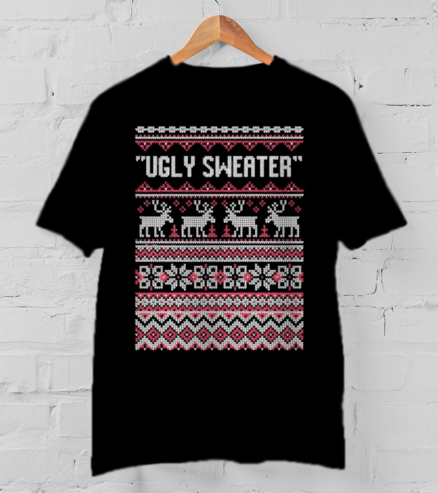 Ugly Sweater Christmas Reindeer Snowflake T-Shirt