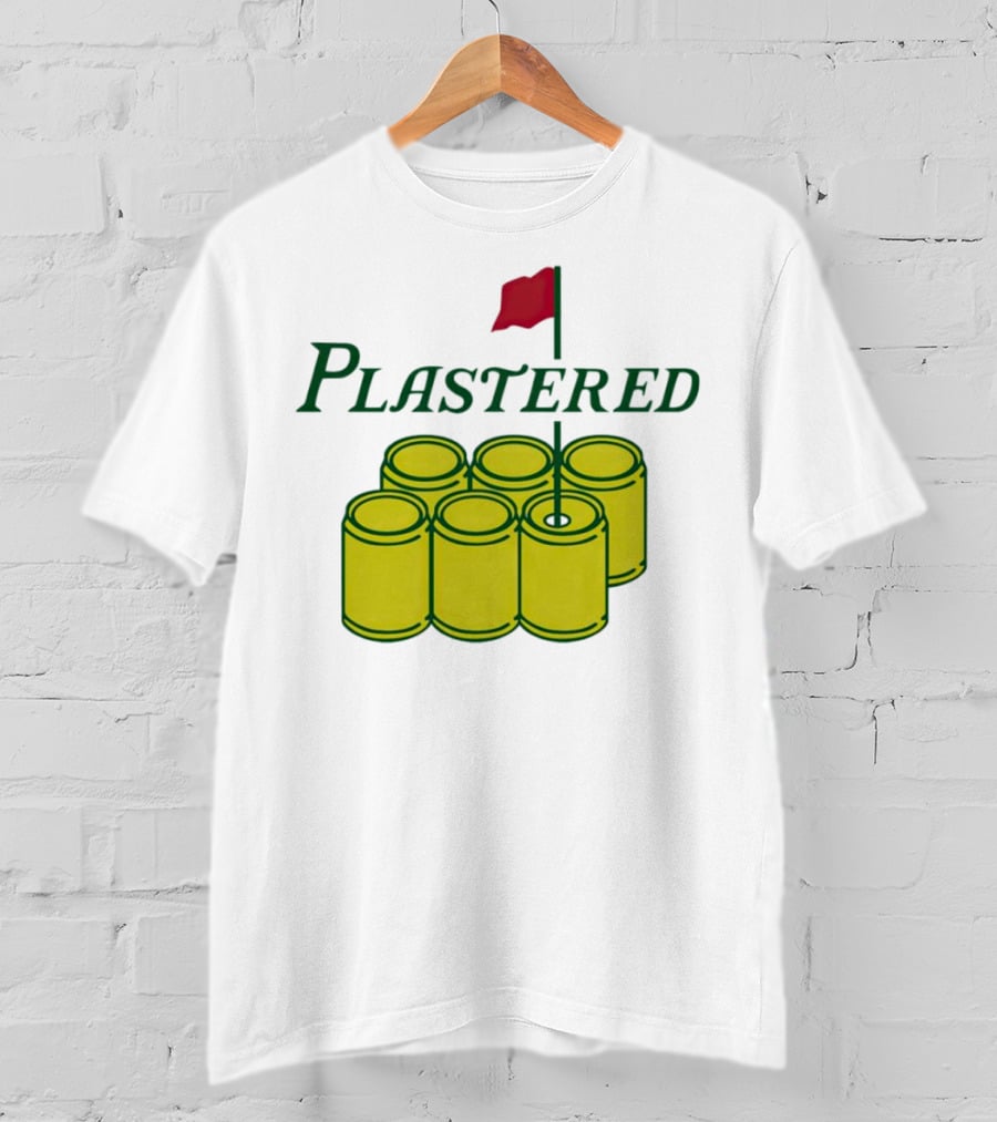 Plastered Flag With Beer Can Pyramid And Red Golf Pin T-Shirt
