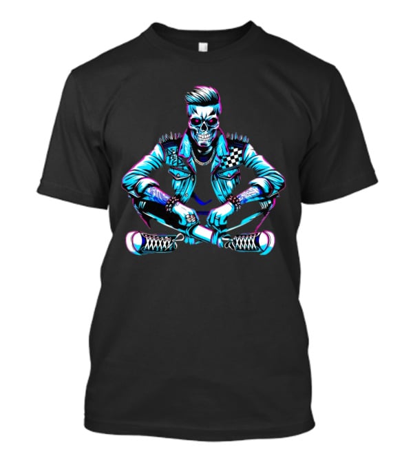 TTD Wrestling Mr. Dead Fed Skull Punk Skeleton With Spiked Jacket And Tattoos T-Shirt