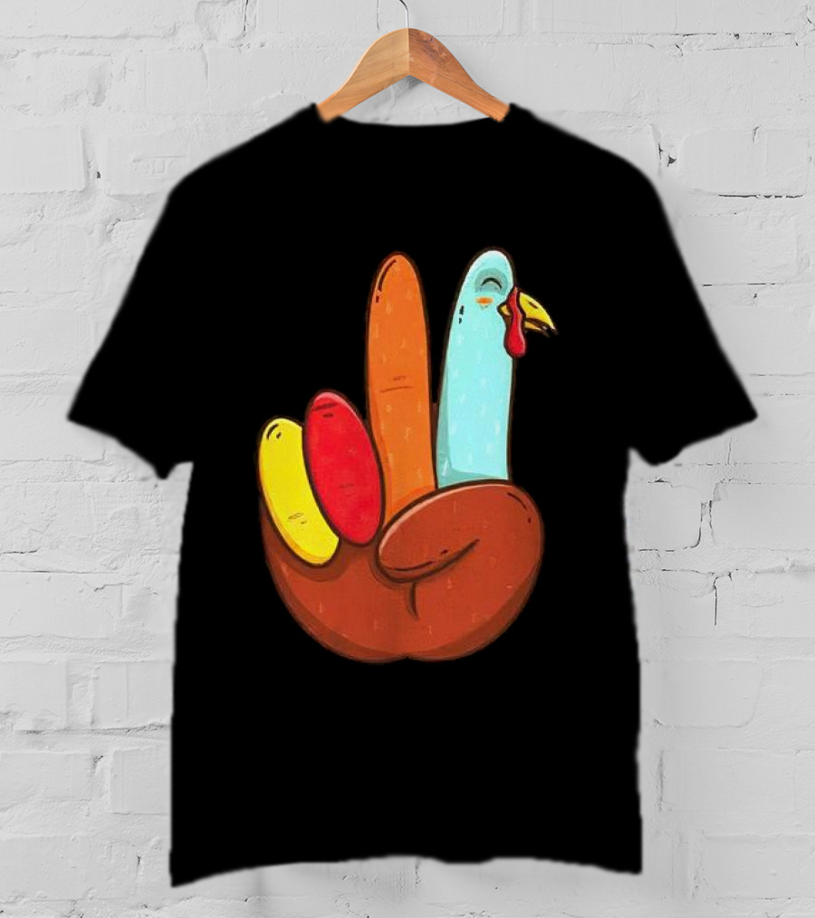 Peace For Turkeys Hand Gesture Turkey Pardon Humor T-Shirt