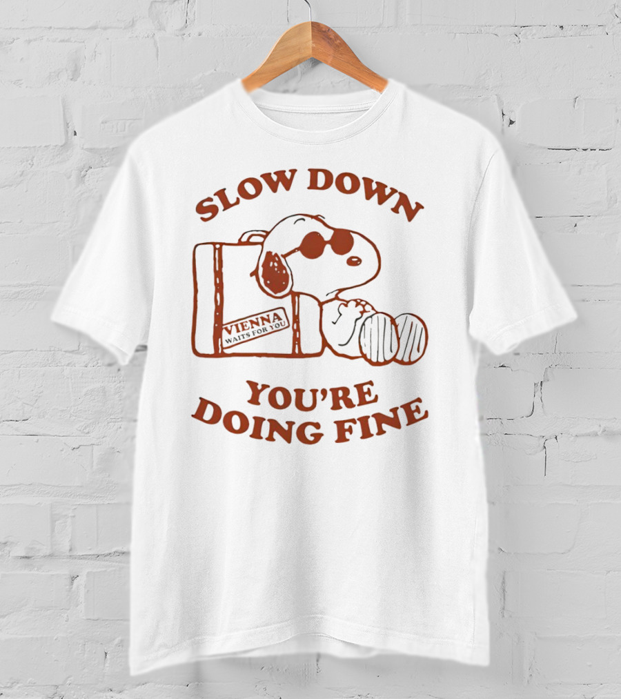 Snoopy Slow Down You’re Doing Fine Vienna Waffle Box T-Shirt
