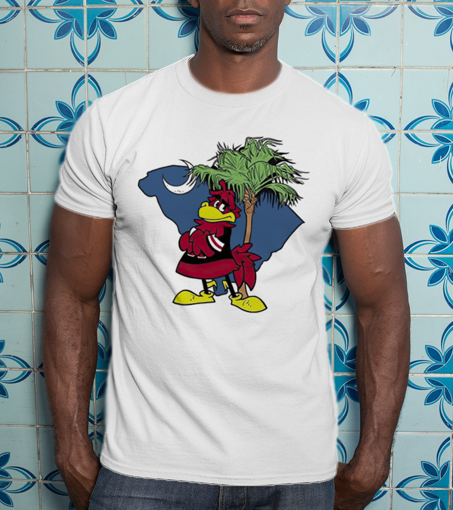 South Carolina Gamecocks Mascot State Emblem Palmetto Tree And Crescent Moon T-Shirt
