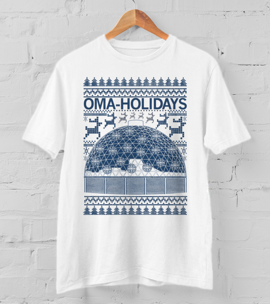 Oma Holidays Christmas Dome Pattern With Reindeer And Trees T-Shirt