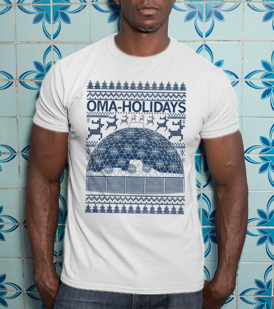 Oma Holidays Christmas Dome Pattern With Reindeer And Trees T-Shirt