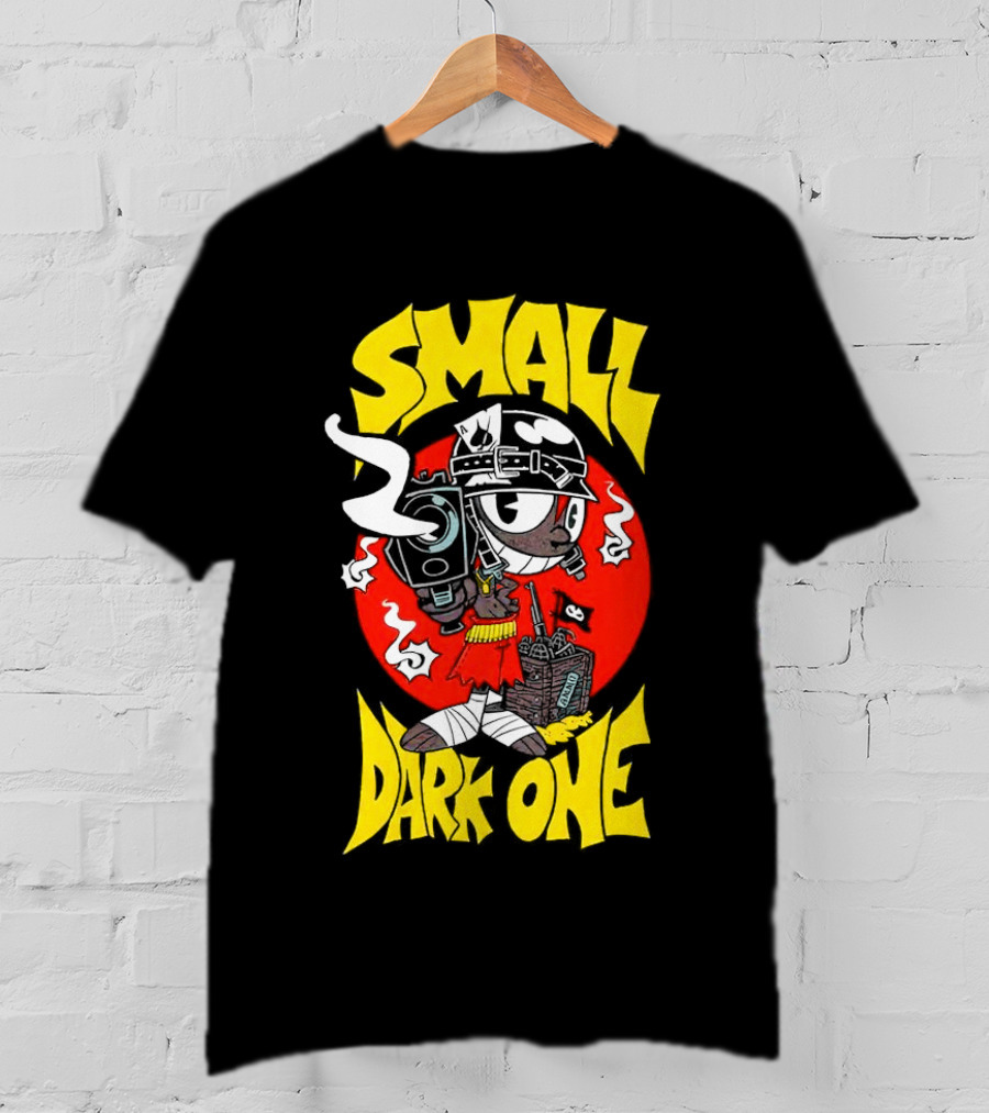 Small Dark One Gunsmoke Skateboard Pizza Character T-Shirt