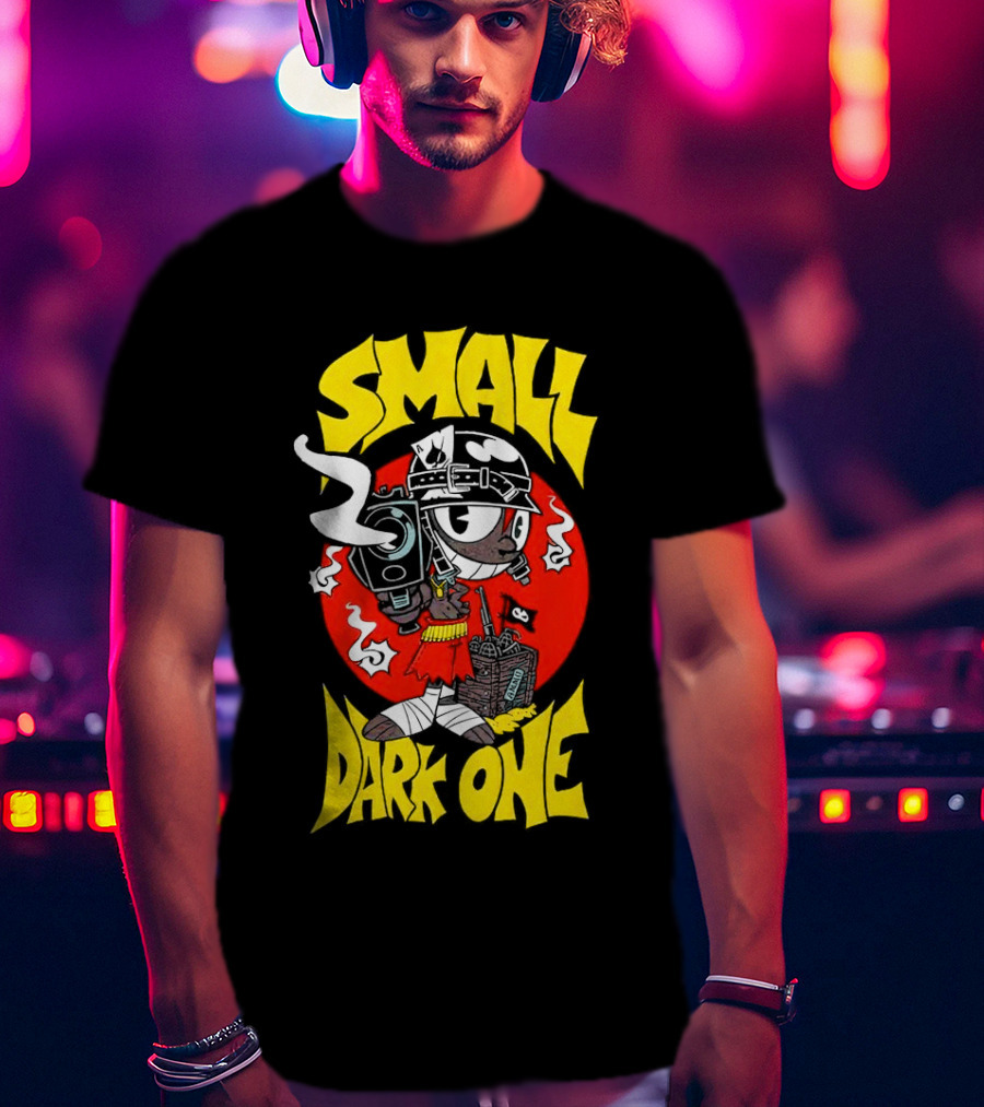 Small Dark One Gunsmoke Skateboard Pizza Character T-Shirt