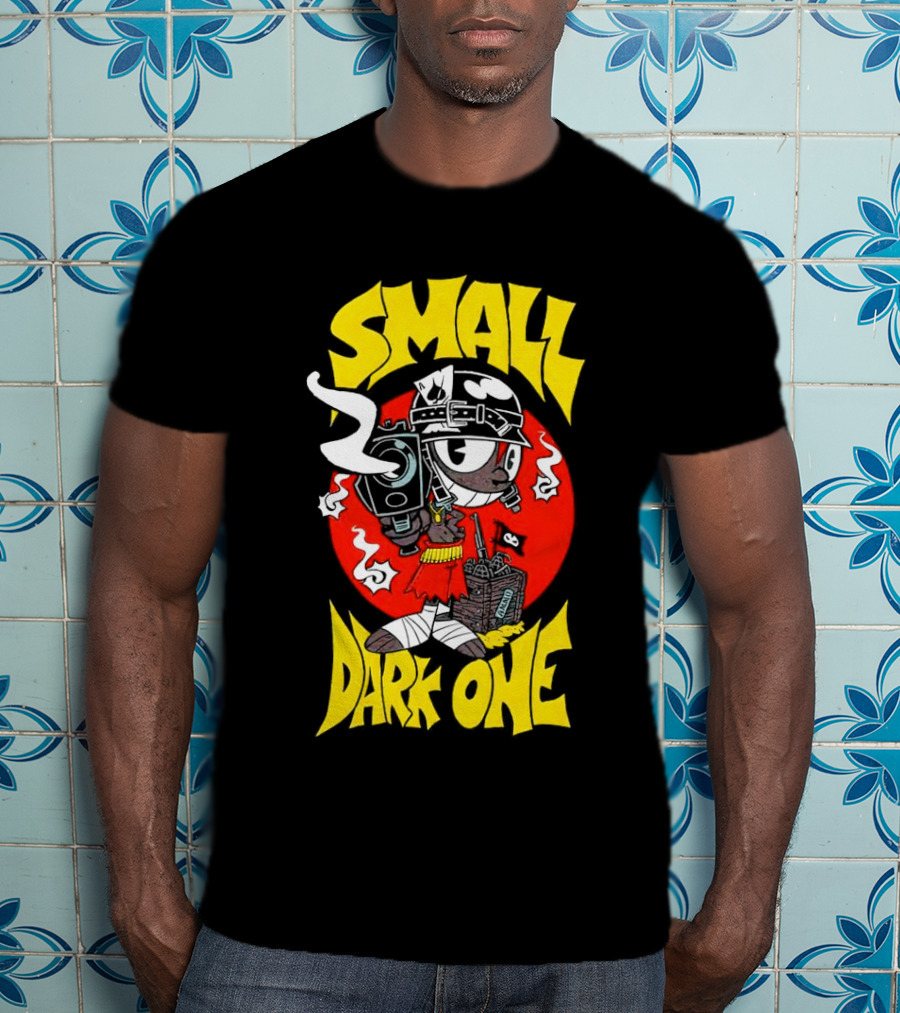 Small Dark One Gunsmoke Skateboard Pizza Character T-Shirt