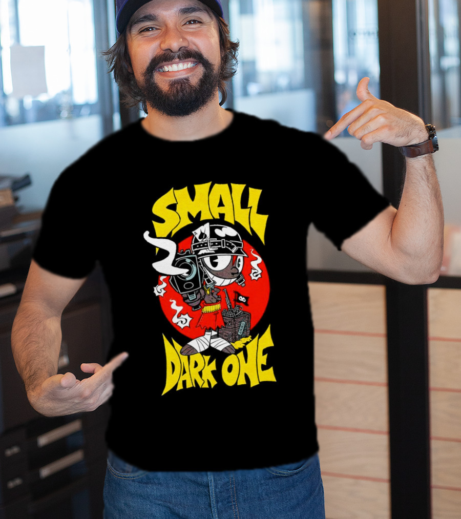 Small Dark One Gunsmoke Skateboard Pizza Character T-Shirt