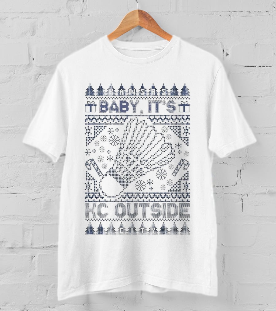 Baby It’s KC Outside Ugly Sweater Style With Mittens And Winter Icons T-Shirt