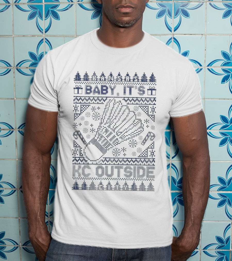 Baby It’s KC Outside Ugly Sweater Style With Mittens And Winter Icons T-Shirt