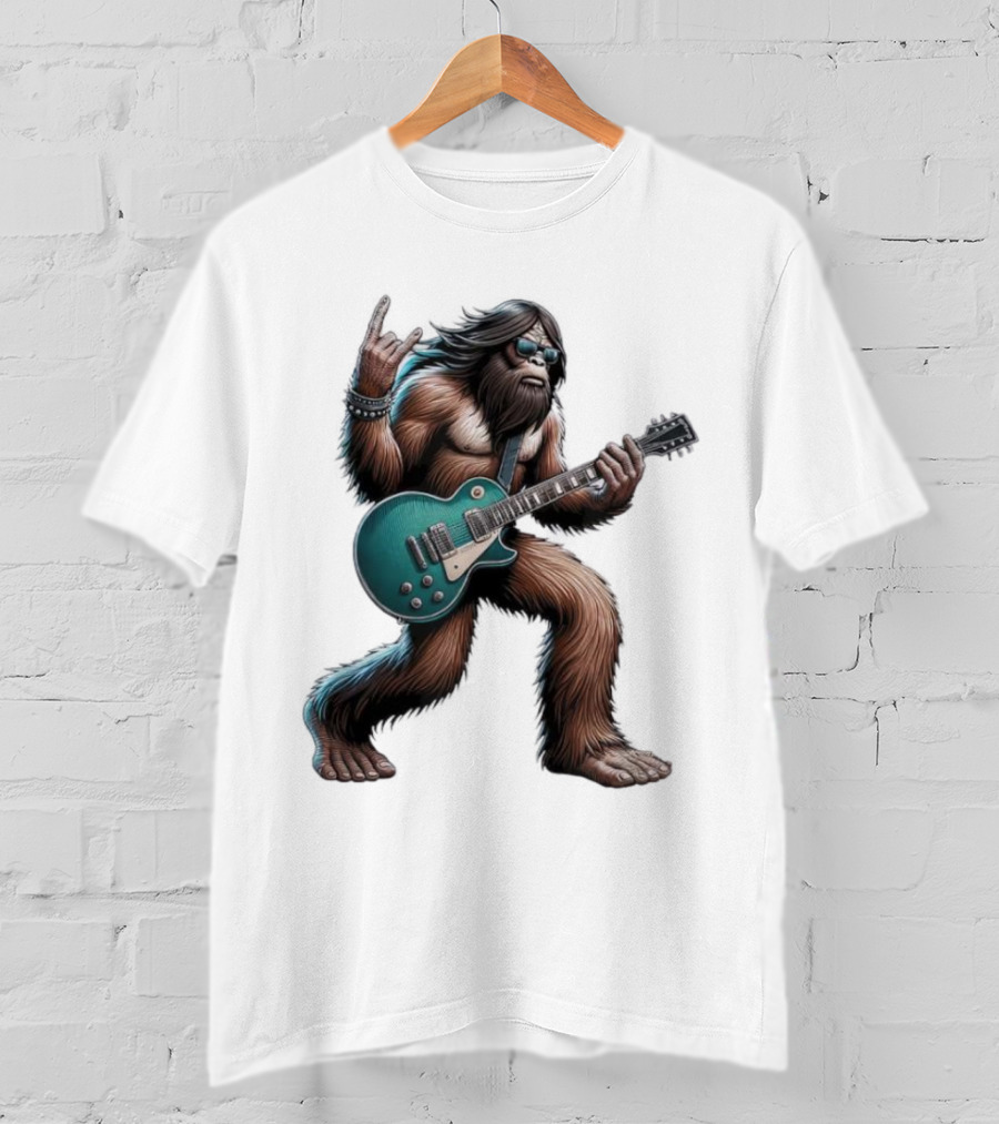 Bigfoot Rocking Out With Electric Guitar T-Shirt