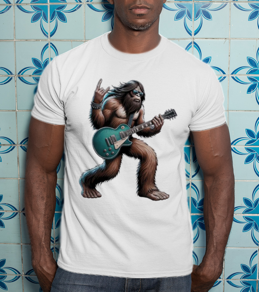 Bigfoot Rocking Out With Electric Guitar T-Shirt