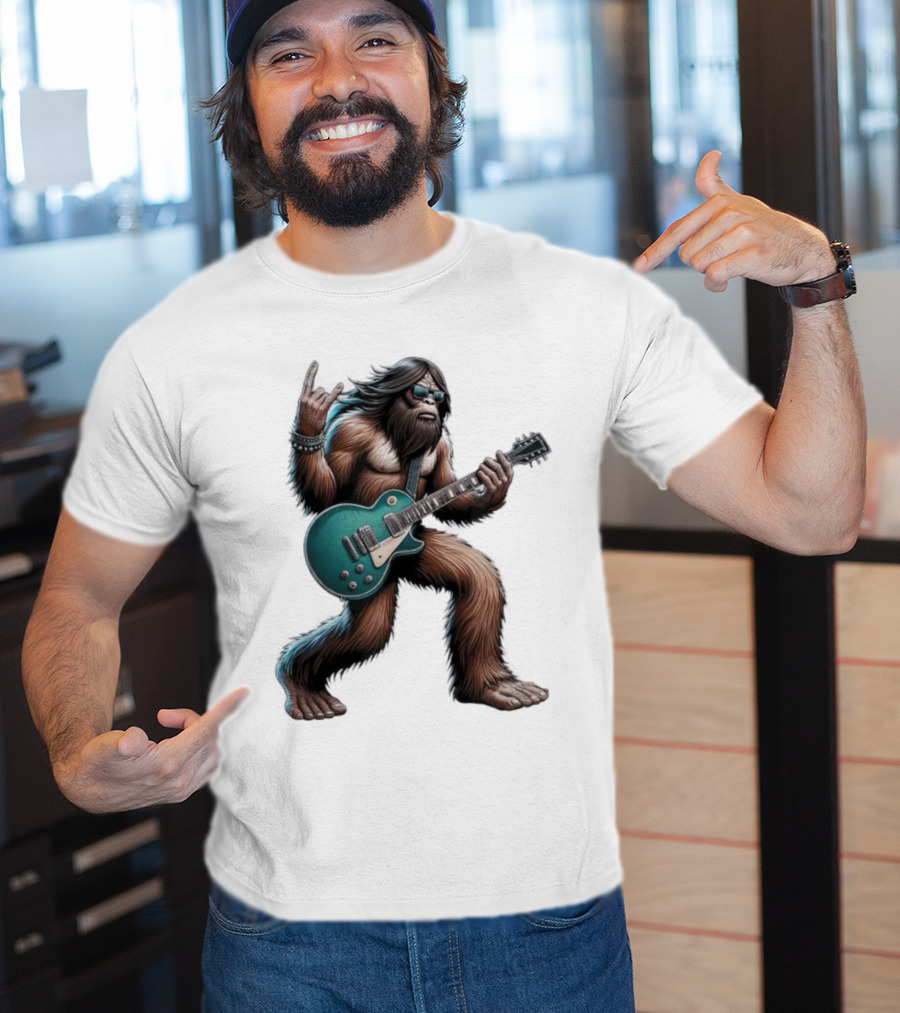 Bigfoot Rocking Out With Electric Guitar T-Shirt