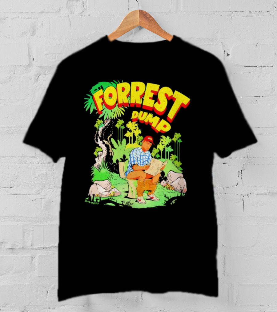 Forrest Dump Cartoon Toilet Jungle Reading T-Shirt