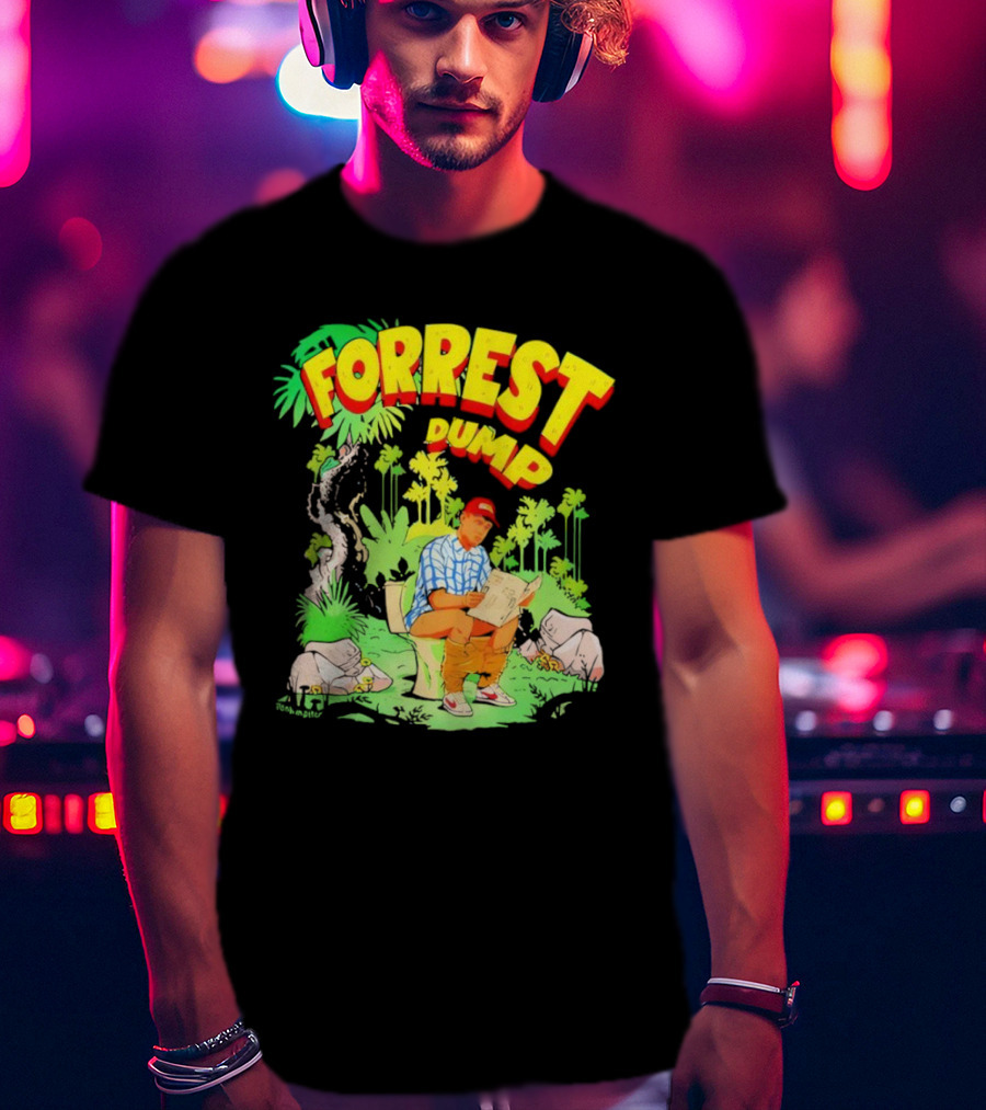 Forrest Dump Cartoon Toilet Jungle Reading T-Shirt