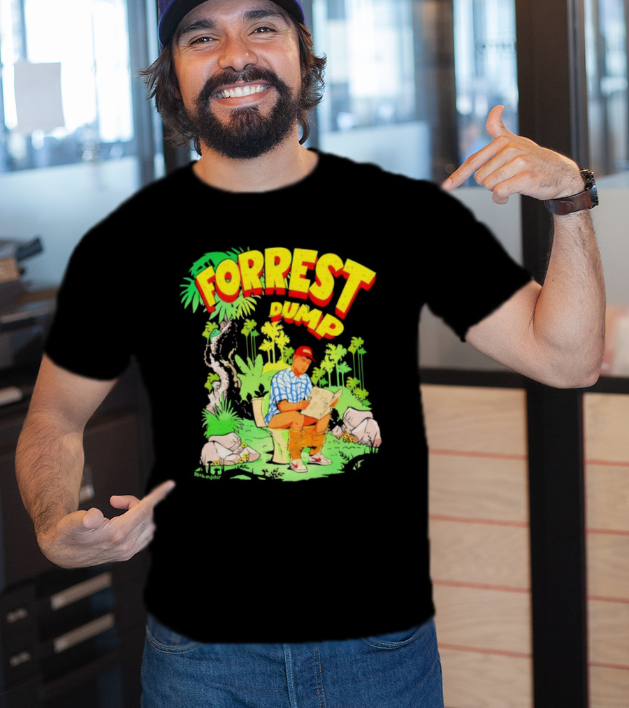 Forrest Dump Cartoon Toilet Jungle Reading T-Shirt