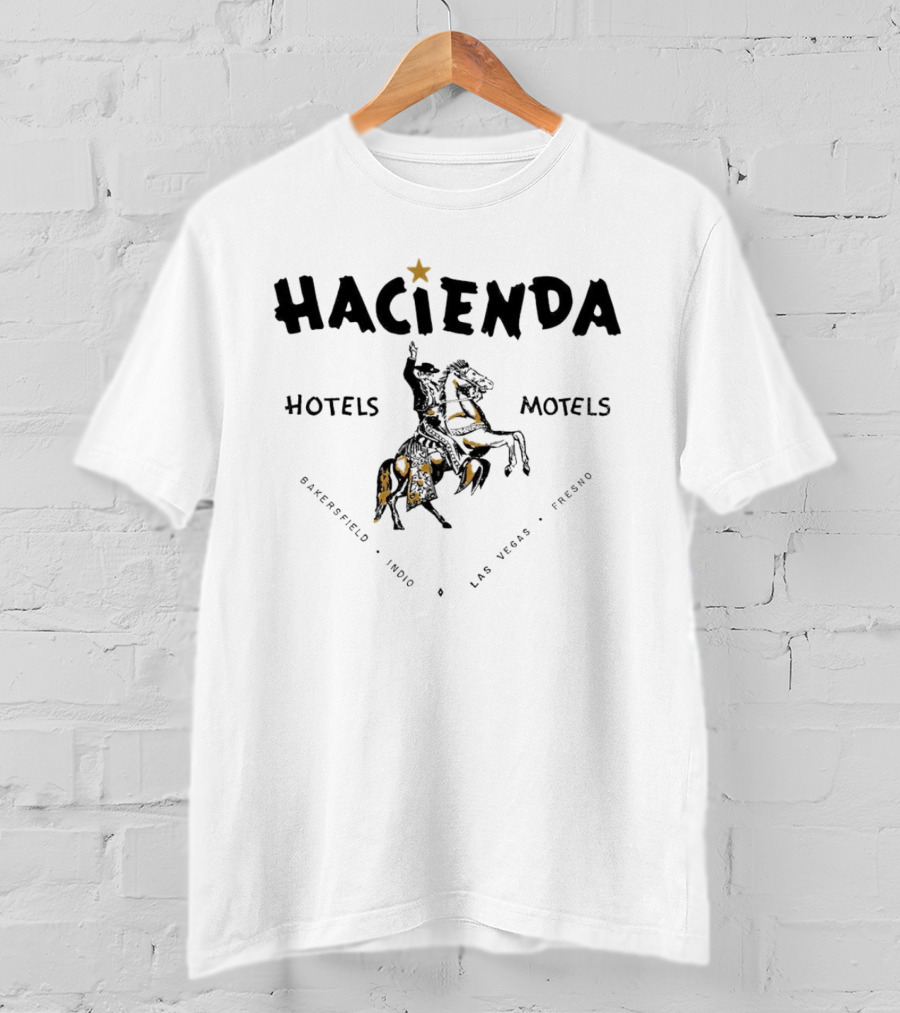 Hacienda Hotels Motels Bakersfield Indio Las Vegas Fresno Vintage Star Rider T-Shirt