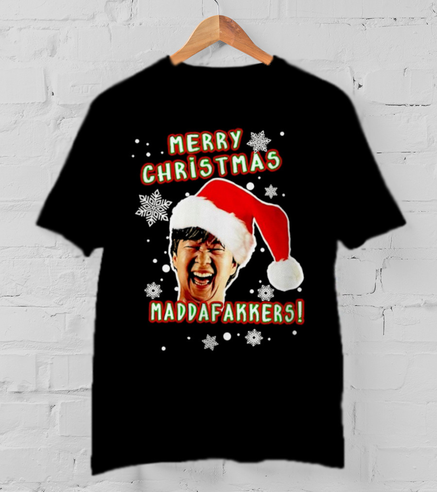 Merry Christmas Maddafakkers Ken Jeong Santa Hat Snowflakes T-Shirt