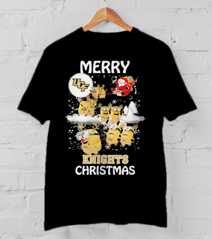 Merry UCF Knights Christmas With Minions And Santa T-Shirt