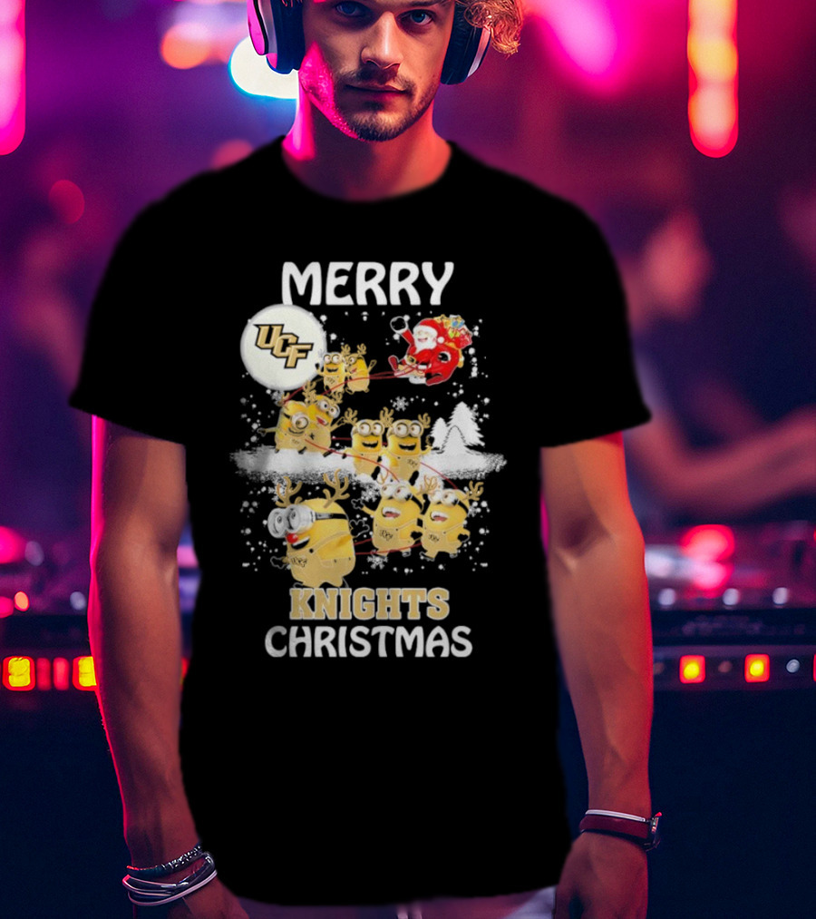 Merry UCF Knights Christmas With Minions And Santa T-Shirt