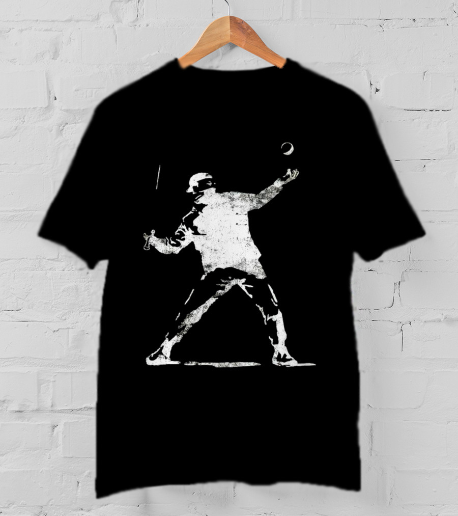 Banksy Flower Thrower Graffiti Street Art Baseball T-Shirt