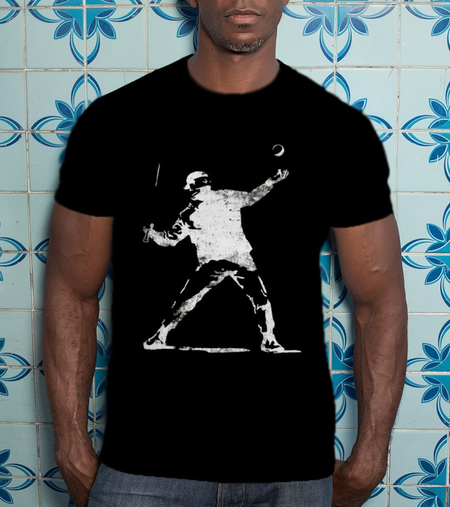 Banksy Flower Thrower Graffiti Street Art Baseball T-Shirt