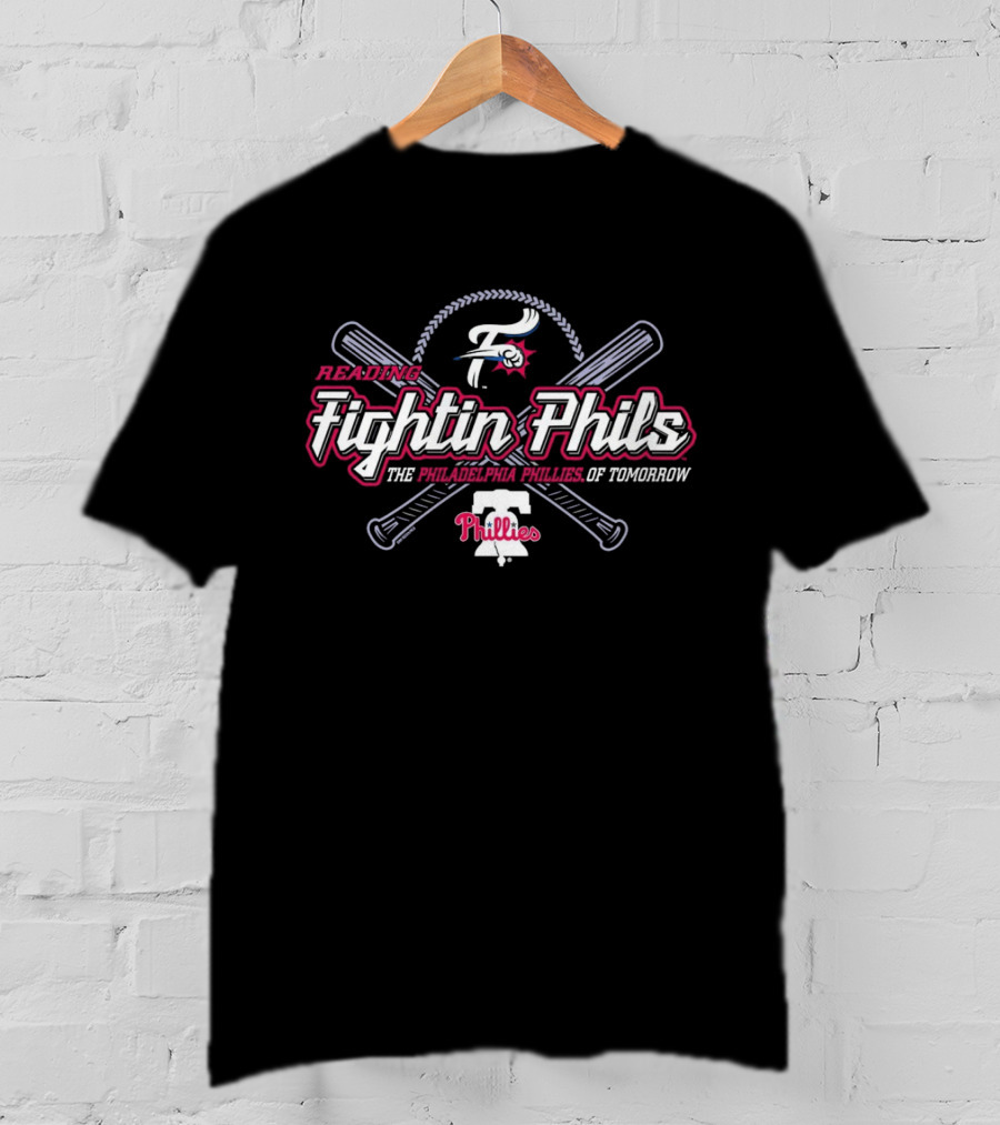 Reading Fightin Phils Philadelphia Phillies Of Tomorrow Phillies Logo With Crossed Bats T-Shirt