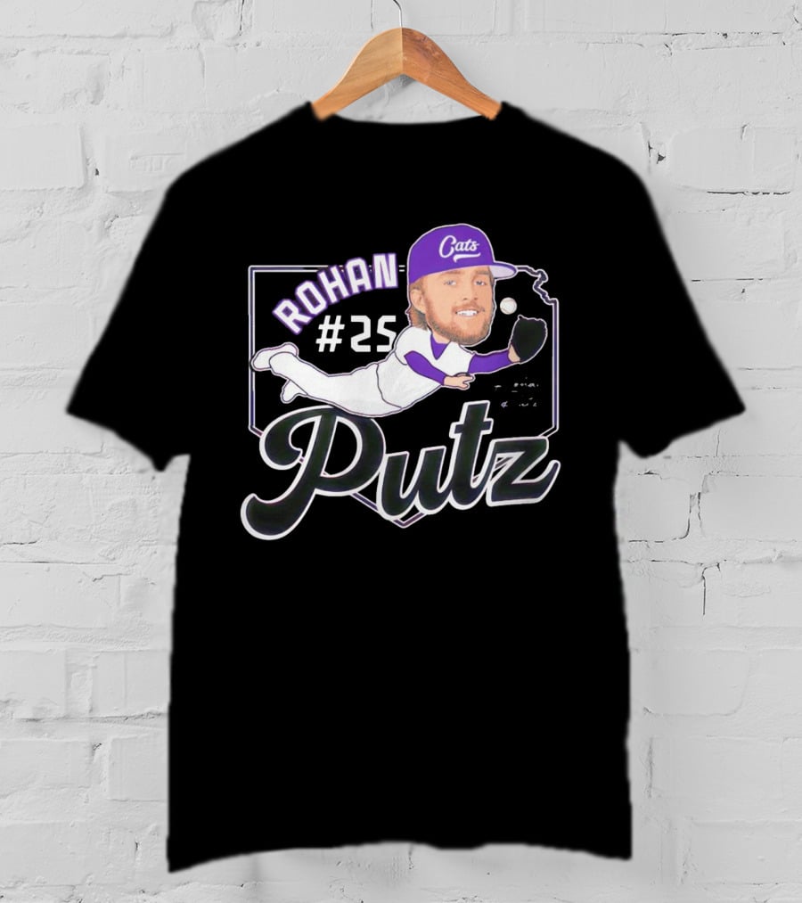 Rohan Putz #25 Kansas State Wildcats Cats Outfielder Signature T-Shirt