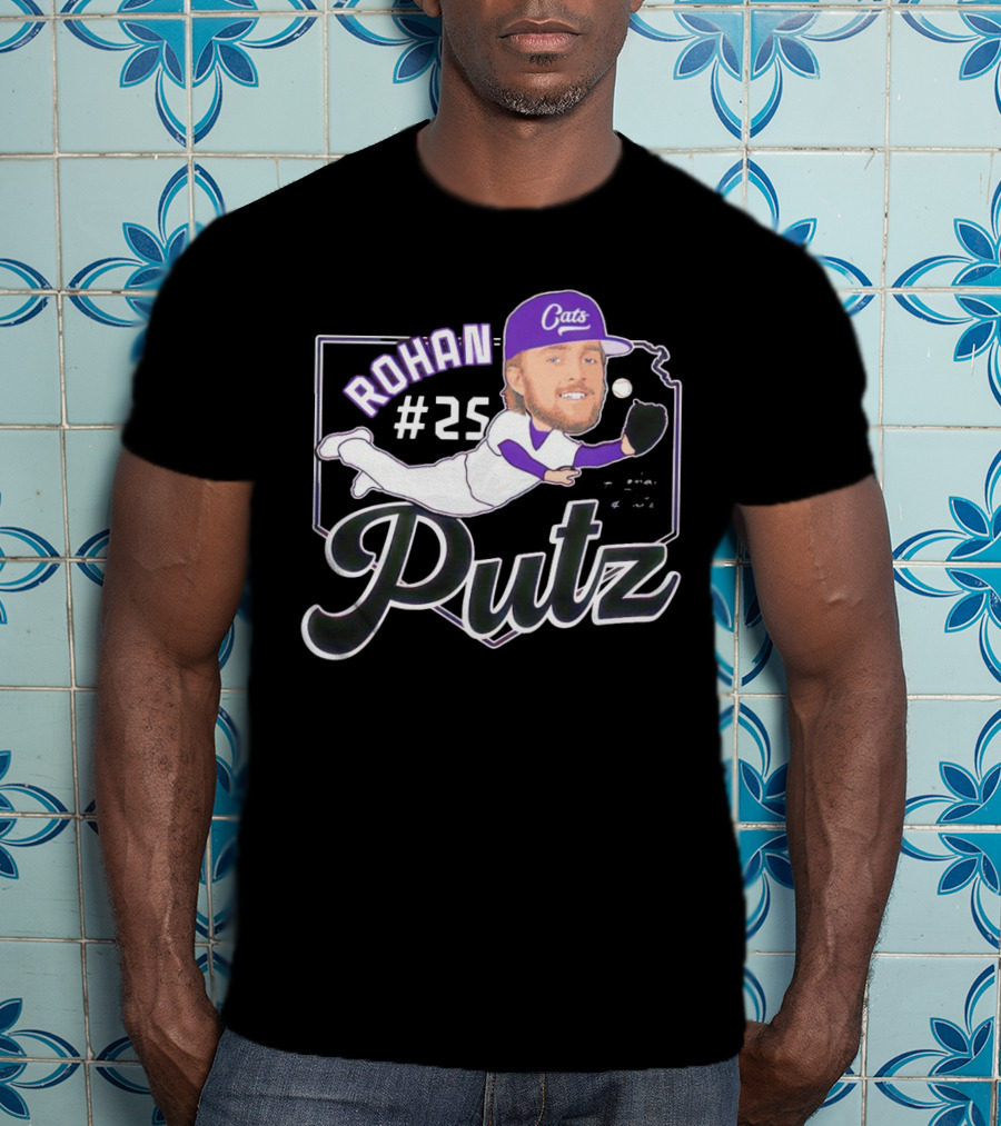 Rohan Putz #25 Kansas State Wildcats Cats Outfielder Signature T-Shirt