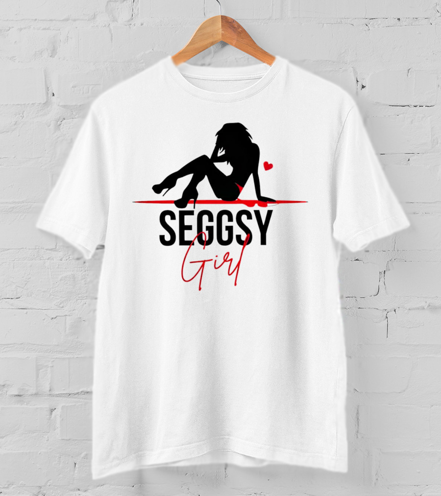 Seggsy Girl Silhouette With Heart And Red Accents T-Shirt