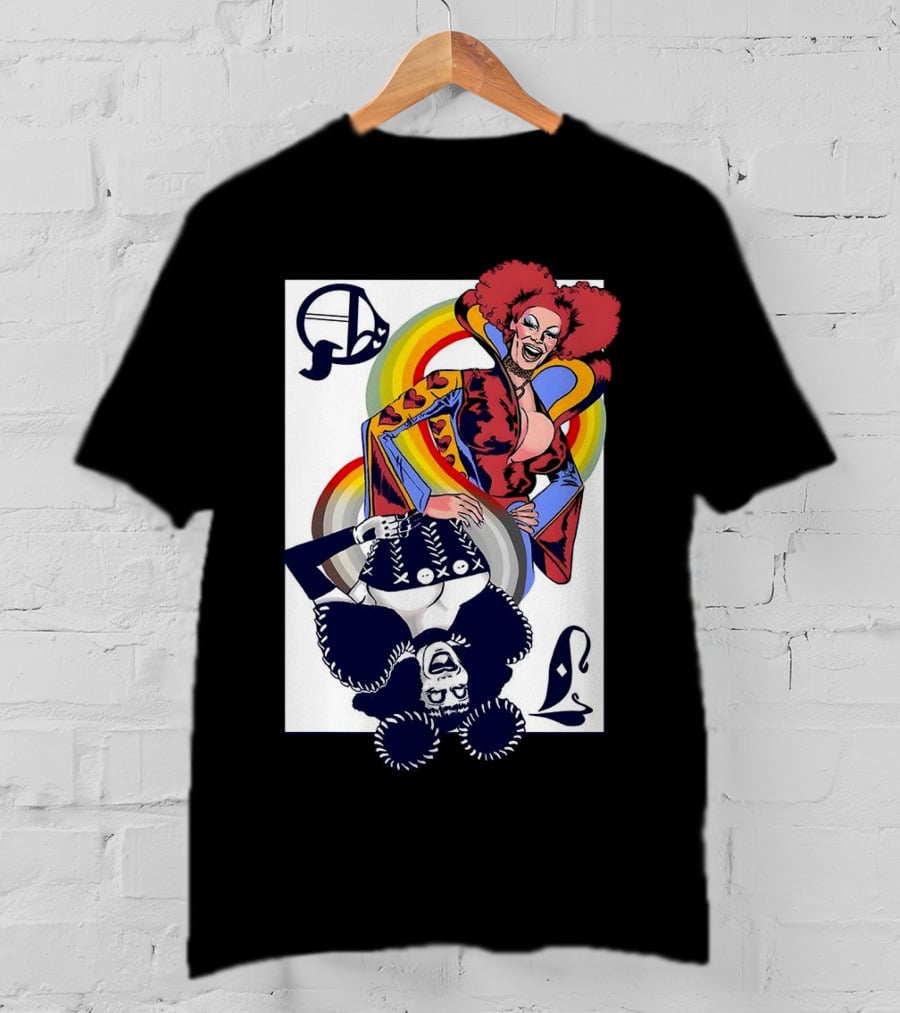 Jimbo Queen Of Hearts Playing Card Rainbow Drag T-Shirt