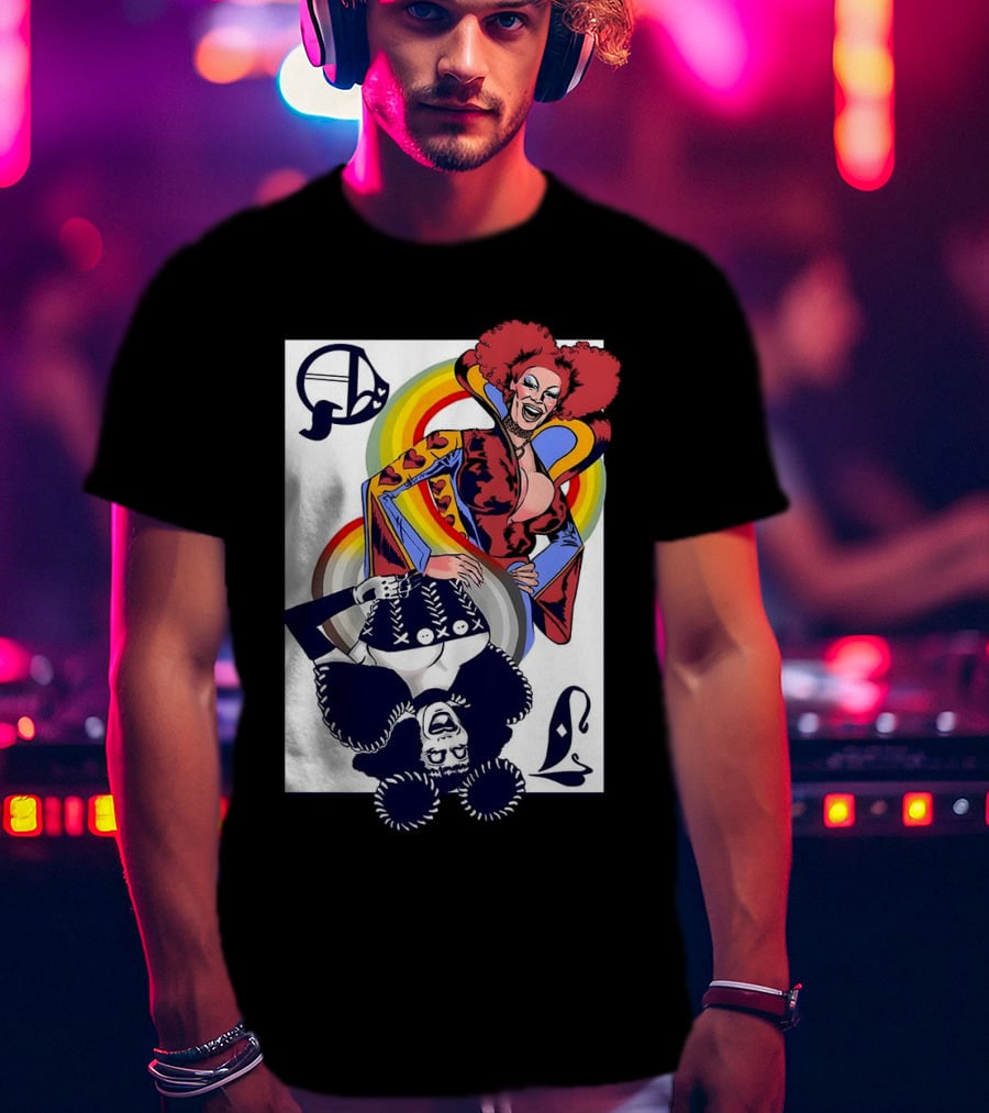 Jimbo Queen Of Hearts Playing Card Rainbow Drag T-Shirt