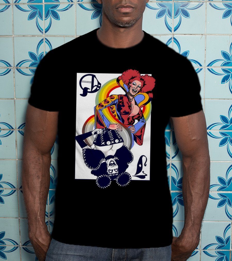 Jimbo Queen Of Hearts Playing Card Rainbow Drag T-Shirt