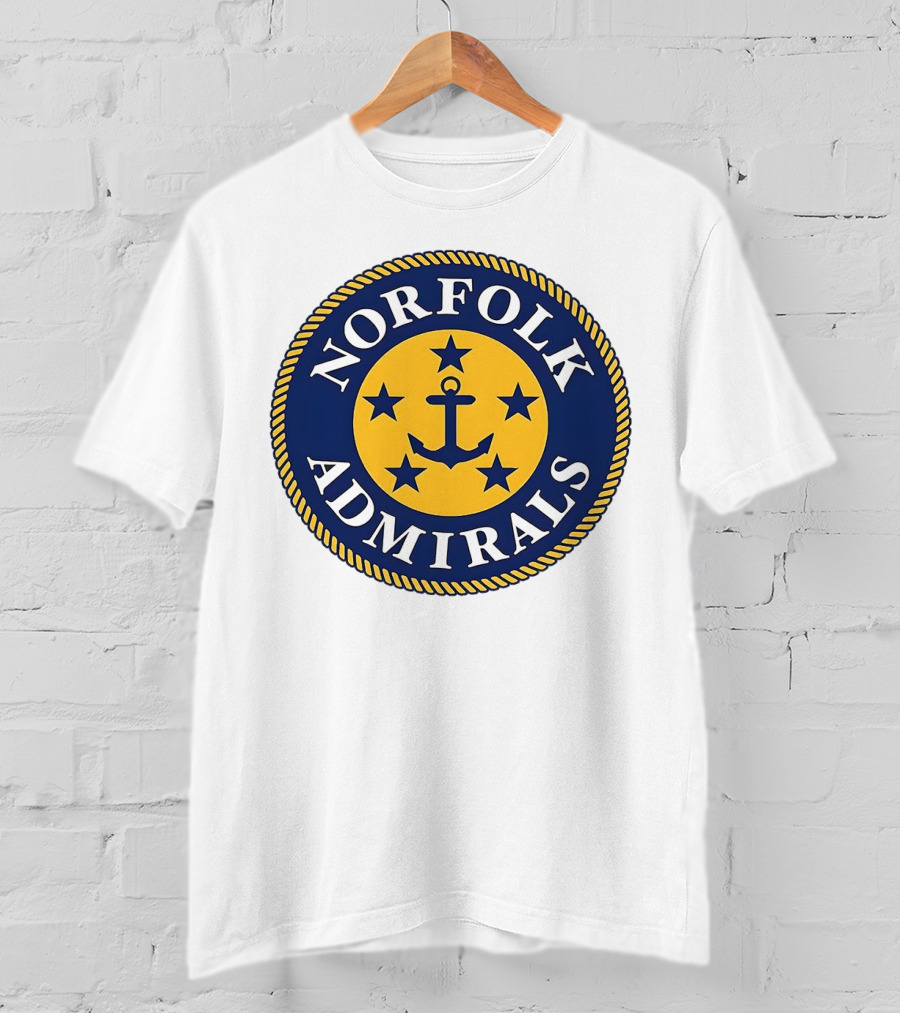 Norfolk Admirals Anchored Stars Emblem Navy Yellow T-Shirt