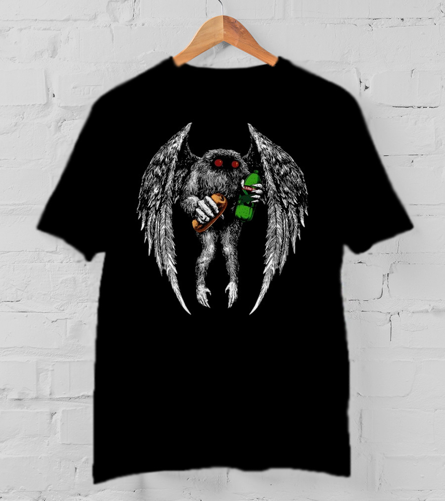 Threat Llama Appalachian Guardian Mothman Holding Sub And Soda T-Shirt