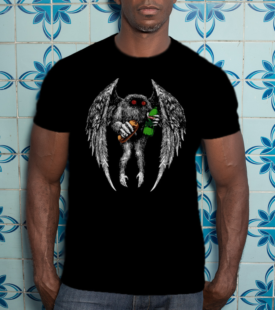Threat Llama Appalachian Guardian Mothman Holding Sub And Soda T-Shirt
