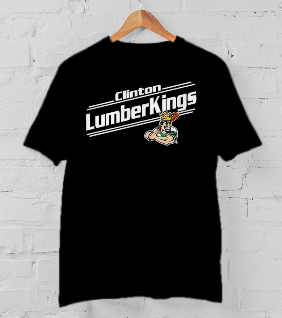 Clinton LumberKings Baseball Team Logo With Lumberjack Holding Bat T-Shirt