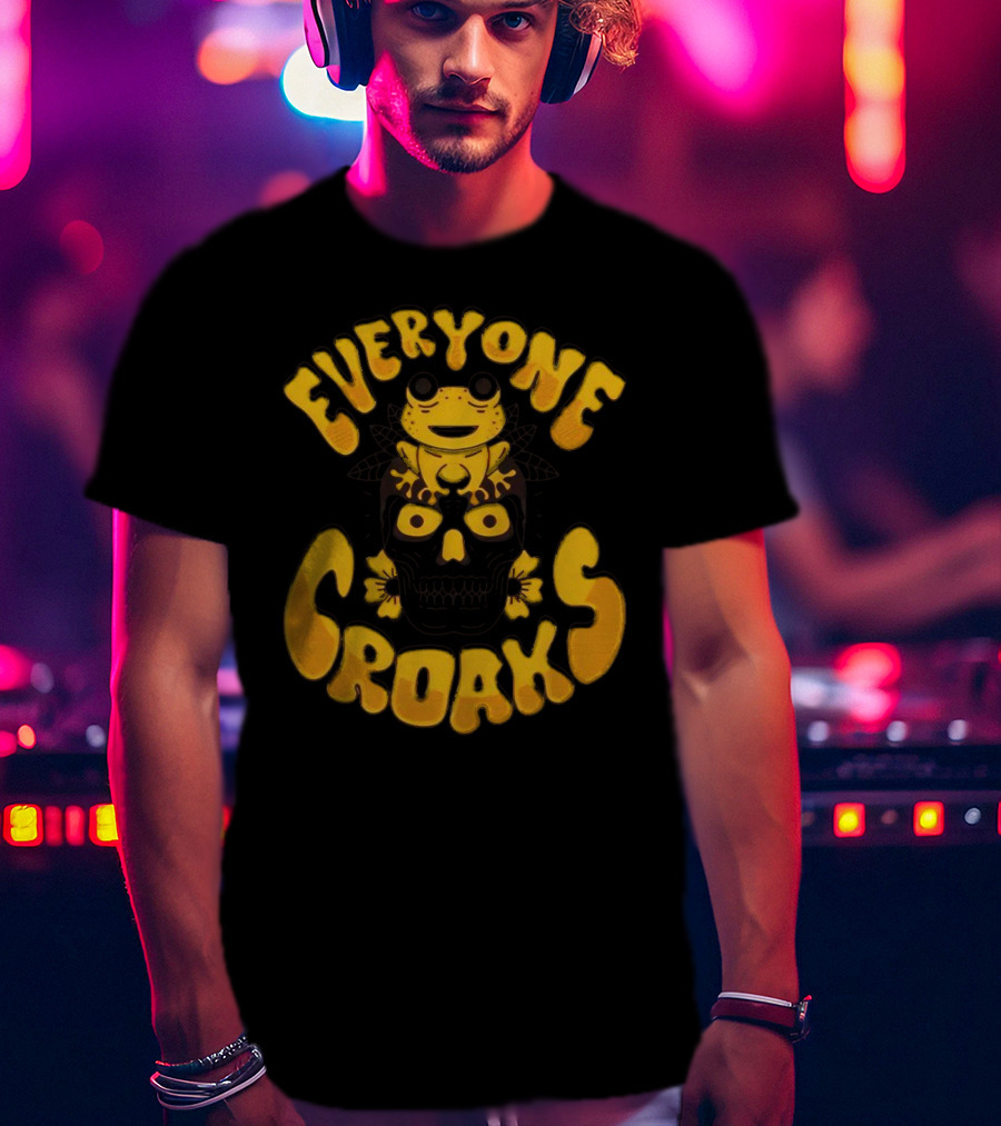 Everyone Croaks Frog On Skull T-Shirt