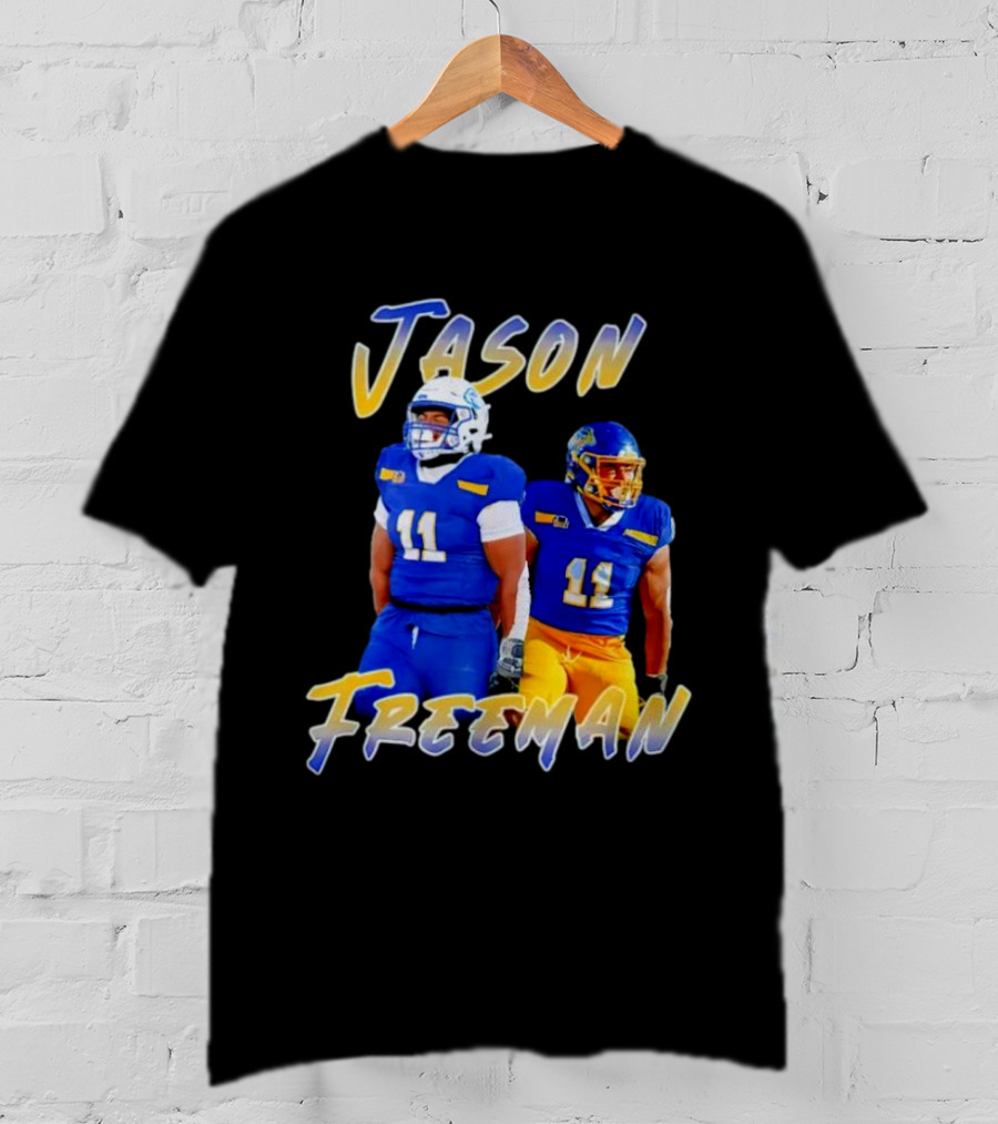 Jason Freeman Football Gameday 11 Blue And Yellow Gear T-Shirt