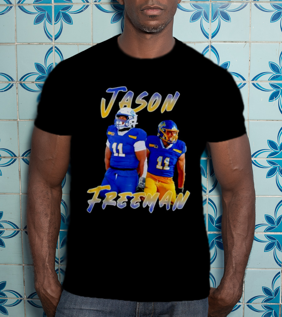 Jason Freeman Football Gameday 11 Blue And Yellow Gear T-Shirt
