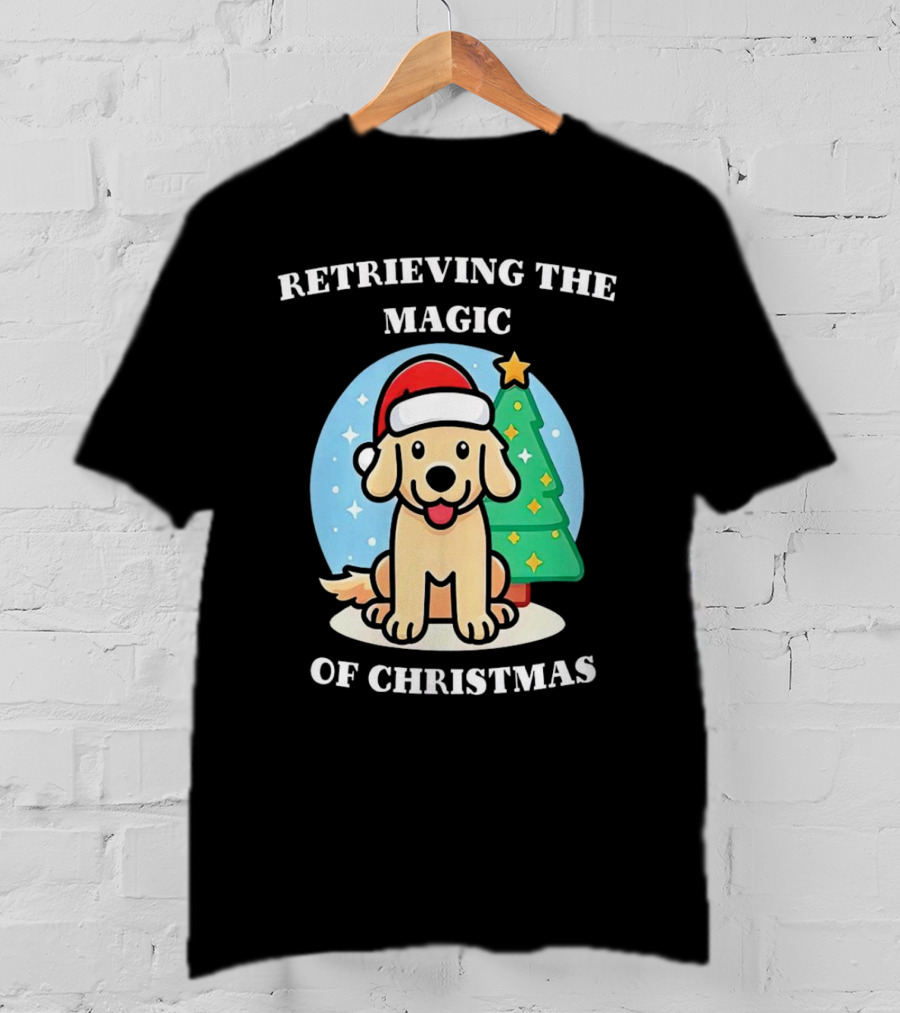 Retrieving The Magic Of Christmas With Santa Dog And Christmas Tree T-Shirt
