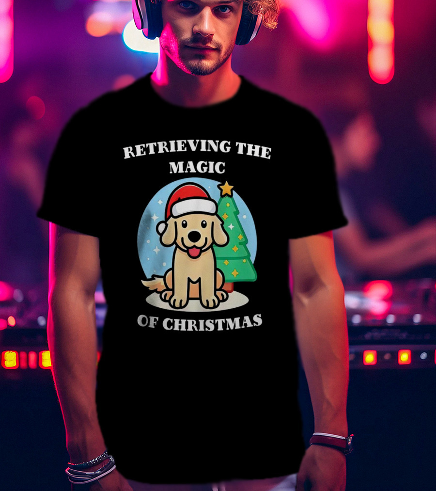 Retrieving The Magic Of Christmas With Santa Dog And Christmas Tree T-Shirt