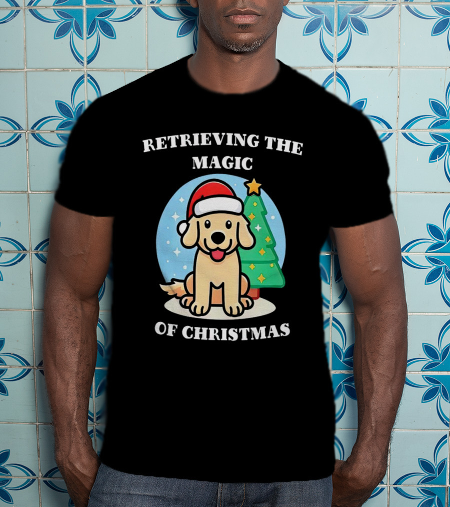Retrieving The Magic Of Christmas With Santa Dog And Christmas Tree T-Shirt