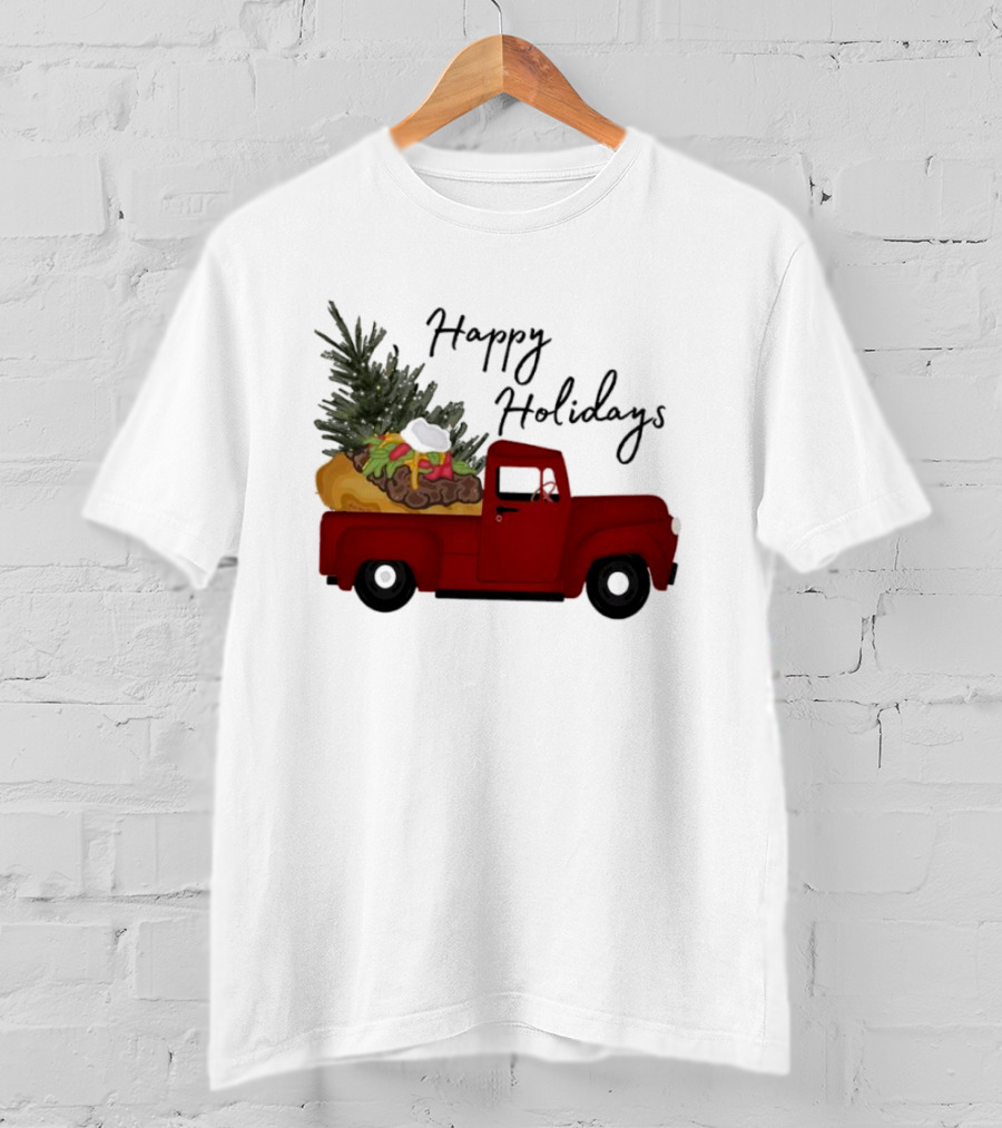 Happy Holidays Red Truck With Taco And Tree T-Shirt