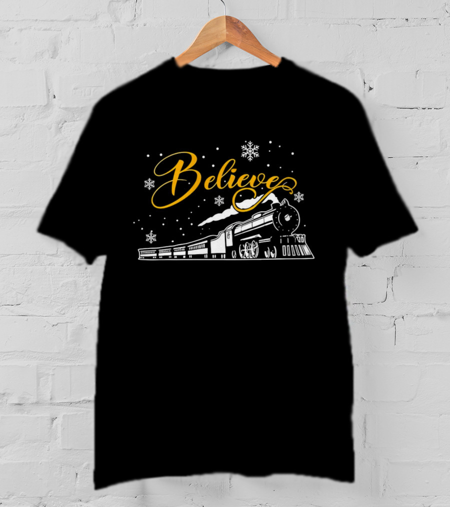 Believe Christmas Train Snowflake Magic T-Shirt