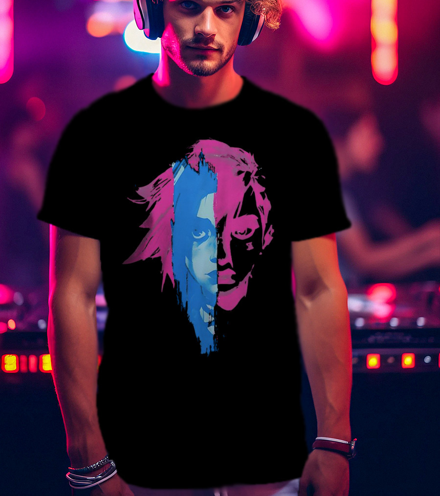 Arcane Vi And Jinx Split Face Blue And Pink T-Shirt