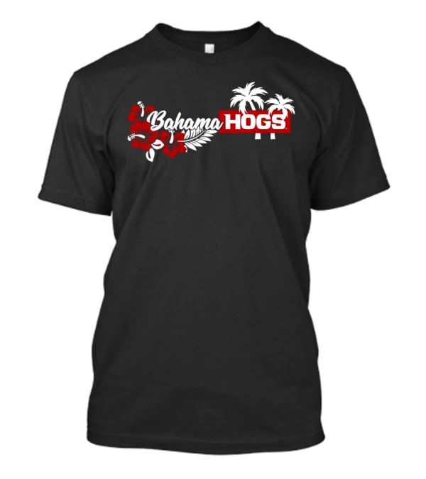 Arkansas Razorbacks Bahama Hogs Tropical Palm Red Flower T-Shirt