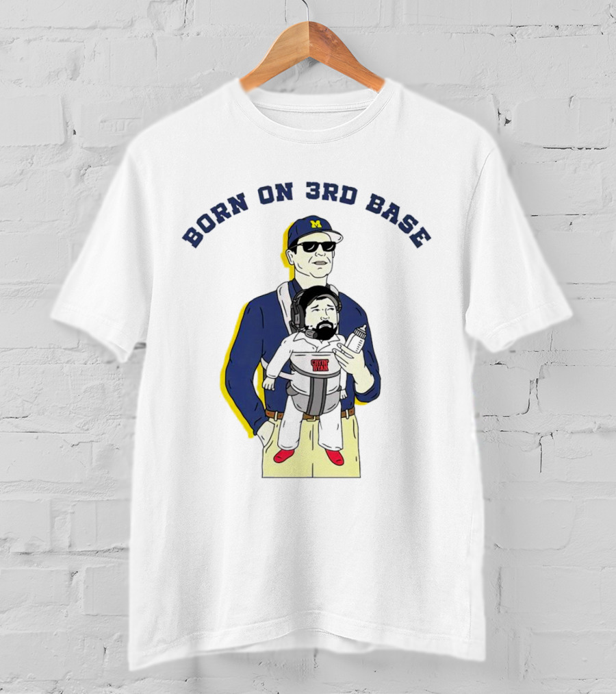 Born On 3rd Base Jim Harbaugh Michigan With Beard Baby T-Shirt